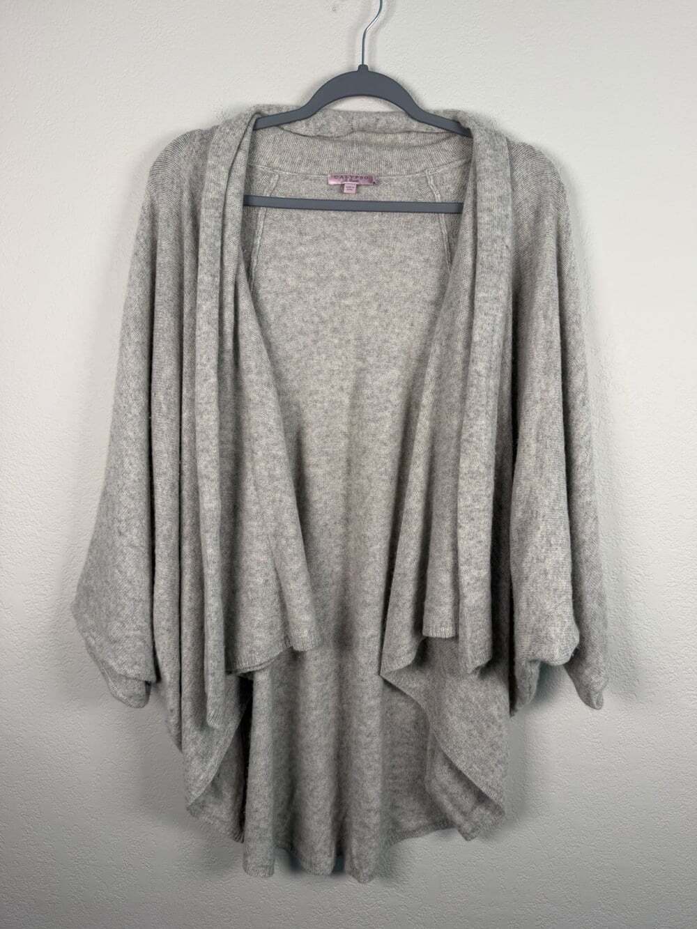 Calypso St. Barth Gray Open-Front Draped Cashmere Cardigan Size Large Cozy